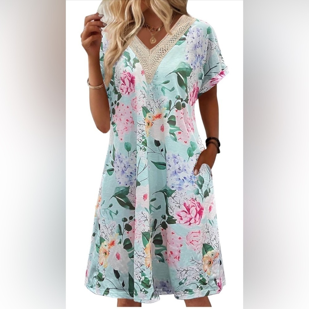 Bloggerlove Womens Cotton Nightgown House Dress with Pockets Moo Moo Nightgown